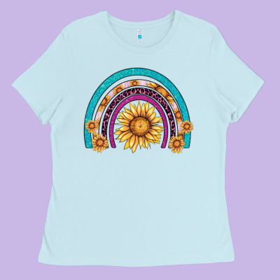 Rainbow Sunflower Ladies Tee Designed By Adodesignshop