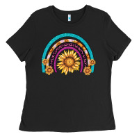 Black rainbow sunflower Ladies Tee - AdoDesignShop