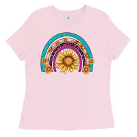 Bubblegum Pink rainbow sunflower Ladies Tee - AdoDesignShop