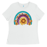 White rainbow sunflower Ladies Tee - AdoDesignShop