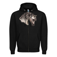 Black Arabian Horse Zipper Hoodie - LillyAllenDesigns