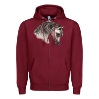 Burgundy Arabian Horse Zipper Hoodie - LillyAllenDesigns
