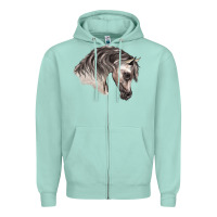 Seafoam Arabian Horse Zipper Hoodie - LillyAllenDesigns