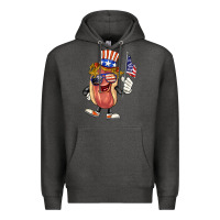 Charcoal Heather 4th of july hot dog Premium Hoodie - BarkalooDesign
