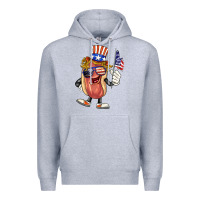 Heather Grey 4th of july hot dog Premium Hoodie - BarkalooDesign