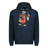 Navy 4th of july hot dog Premium Hoodie - BarkalooDesign