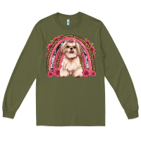 Army Green shih tzu floral rainbow Long Sleeve Tee - Artiststas