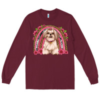 Burgundy shih tzu floral rainbow Long Sleeve Tee - Artiststas