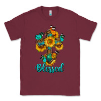 Burgundy cross with butterfly blessed Classic Tee - BundleAndBundleShop