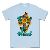 Dusty Blue cross with butterfly blessed Classic Tee - BundleAndBundleShop