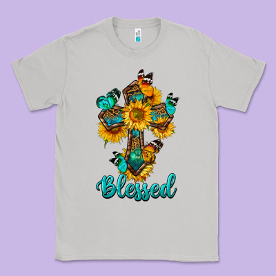 Cross With Butterfly Blessed Classic Tee Designed By Bundleandbundleshop