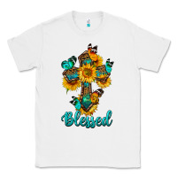 White cross with butterfly blessed Classic Tee - BundleAndBundleShop