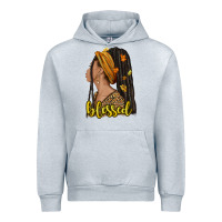 Heather Grey Fall afro woman blessed Urban Hoodie - NancyCooperArtShop