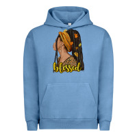Pigment Pebble Blue Fall afro woman blessed Urban Hoodie - NancyCooperArtShop