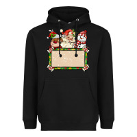 Black santa reindeer snowman preview and costom name Heavyweight Hoodie - MaliasSmallBusiness