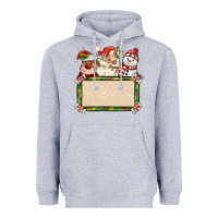 Heather Grey santa reindeer snowman preview and costom name Heavyweight Hoodie - MaliasSmallBusiness