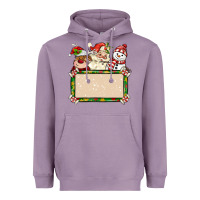 Lavender santa reindeer snowman preview and costom name Heavyweight Hoodie - MaliasSmallBusiness