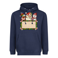 Navy santa reindeer snowman preview and costom name Heavyweight Hoodie - MaliasSmallBusiness