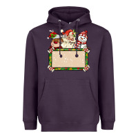 Plum santa reindeer snowman preview and costom name Heavyweight Hoodie - MaliasSmallBusiness