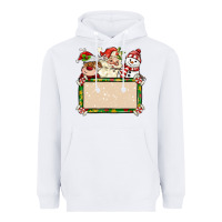 White santa reindeer snowman preview and costom name Heavyweight Hoodie - MaliasSmallBusiness