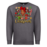 Charcoal Heather christmas joy black woman Premium Sweatshirt - MaliasSmallBusiness