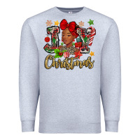 Heather Grey christmas joy black woman Premium Sweatshirt - MaliasSmallBusiness