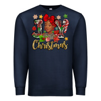 Navy christmas joy black woman Premium Sweatshirt - MaliasSmallBusiness