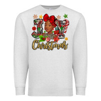 Oatmeal Heather christmas joy black woman Premium Sweatshirt - MaliasSmallBusiness