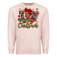 Pale Pink christmas joy black woman Premium Sweatshirt - MaliasSmallBusiness