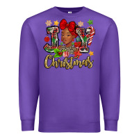 Purple christmas joy black woman Premium Sweatshirt - MaliasSmallBusiness