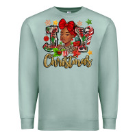 Seafoam christmas joy black woman Premium Sweatshirt - MaliasSmallBusiness