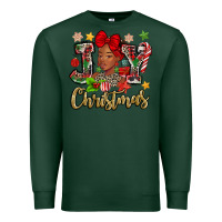 Sports Green christmas joy black woman Premium Sweatshirt - MaliasSmallBusiness
