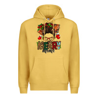 Christmas Merry Mama Messy Bun Premium Hoodie | Teevron