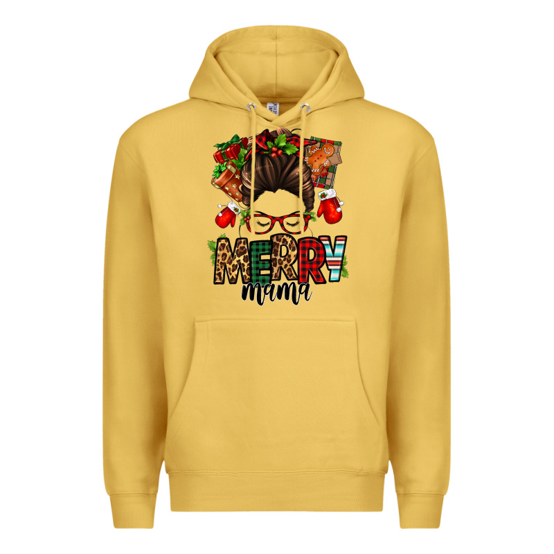 Christmas Merry Mama Messy Bun Premium Hoodie by Jasminsmagicworld | Teevron