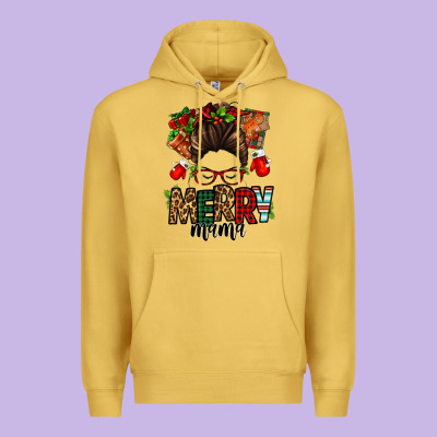 Christmas Merry Mama Messy Bun Premium Hoodie Designed By Jasminsmagicworld