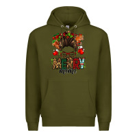 Army Green Christmas merry mama messy bun Premium Hoodie - Jasminsmagicworld