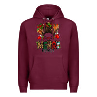 Burgundy Christmas merry mama messy bun Premium Hoodie - Jasminsmagicworld
