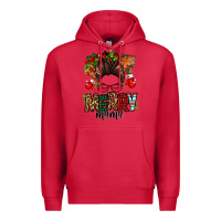 Cardinal Christmas merry mama messy bun Premium Hoodie - Jasminsmagicworld