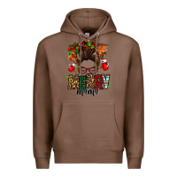 Chestnut Christmas merry mama messy bun Premium Hoodie - Jasminsmagicworld