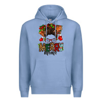 Colony Blue Christmas merry mama messy bun Premium Hoodie - Jasminsmagicworld