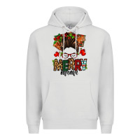 Dove Grey Christmas merry mama messy bun Premium Hoodie - Jasminsmagicworld