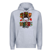 Heather Grey Christmas merry mama messy bun Premium Hoodie - Jasminsmagicworld