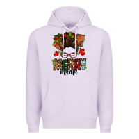 Lilac Christmas merry mama messy bun Premium Hoodie - Jasminsmagicworld