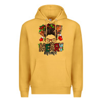 Mustard Christmas merry mama messy bun Premium Hoodie - Jasminsmagicworld