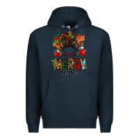 Navy Christmas merry mama messy bun Premium Hoodie - Jasminsmagicworld