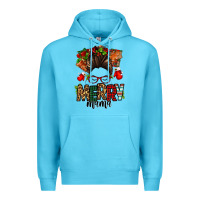 Ocean Blue Christmas merry mama messy bun Premium Hoodie - Jasminsmagicworld
