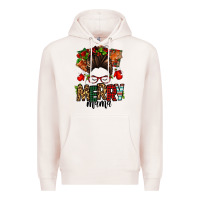 Pale Pink Christmas merry mama messy bun Premium Hoodie - Jasminsmagicworld