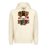 Sandshell Christmas merry mama messy bun Premium Hoodie - Jasminsmagicworld