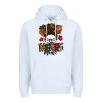 White Christmas merry mama messy bun Premium Hoodie - Jasminsmagicworld