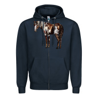 Navy Mustang Horse Zipper Hoodie - LillyAllenDesigns